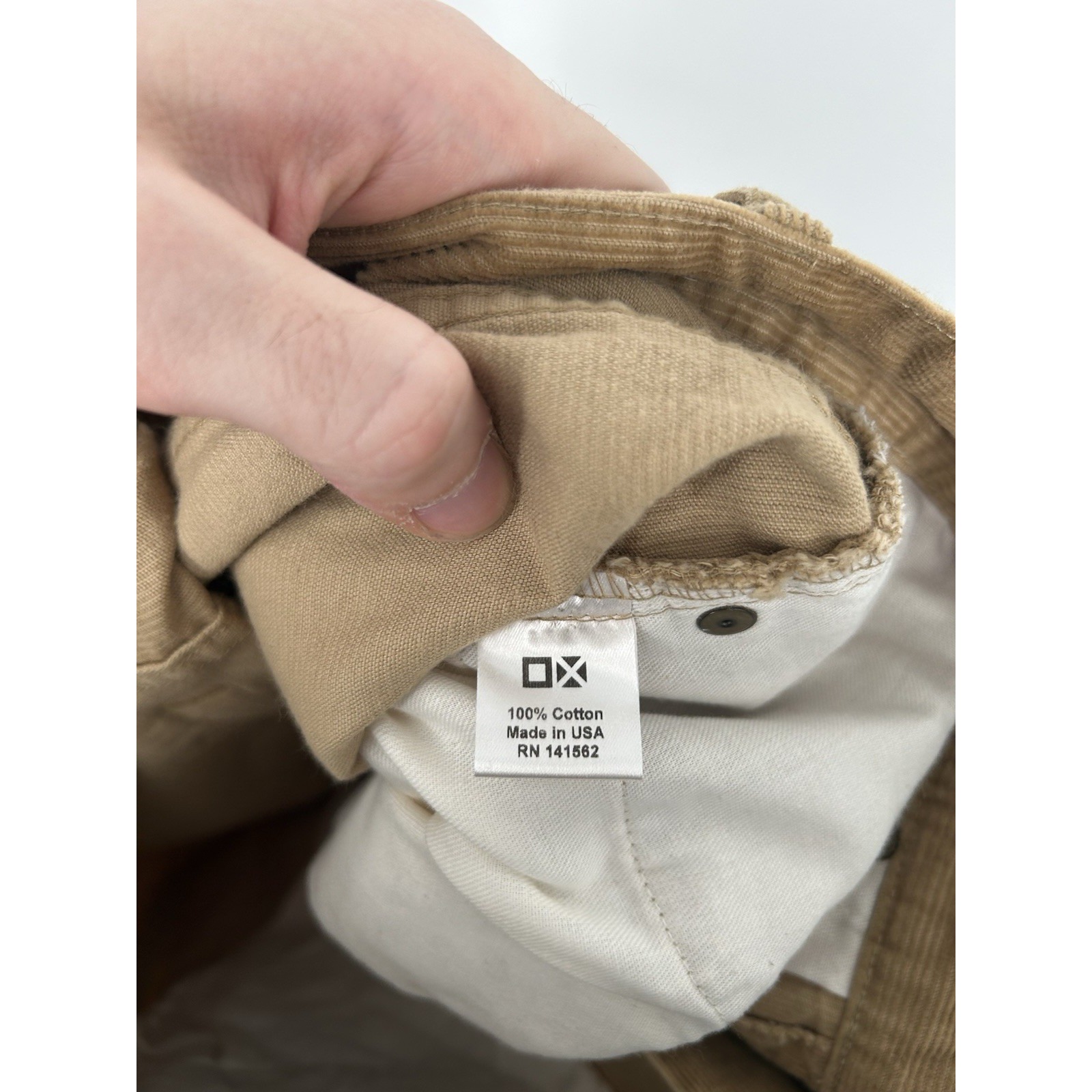Peter Manning Straight Leg Regular Fit Corduroy Pants Khaki Tan Beige Mens 34x26 — image 6 of 7